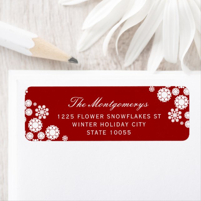 Winter Snowflakes Flowers Elegant Holiday Address (Insitu)