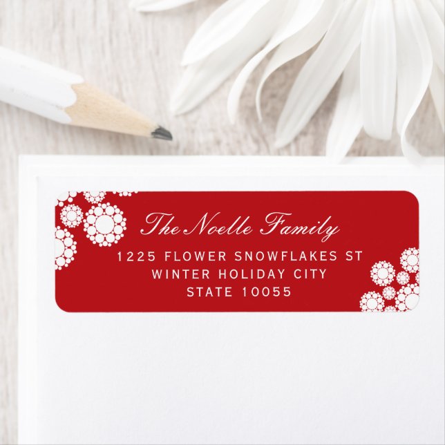 Winter Snowflakes Flowers Elegant Holiday Address (Insitu)