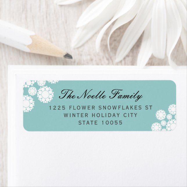 Winter Snowflakes Flowers Elegant Holiday Address (Insitu)