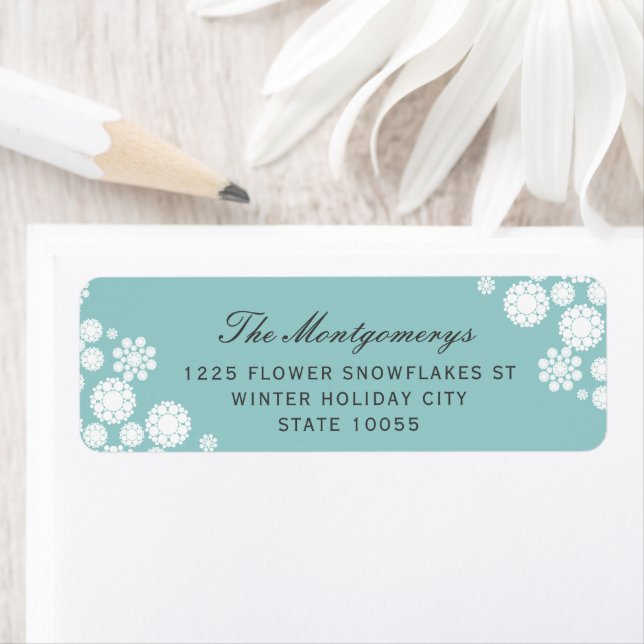 Winter Snowflakes Flowers Elegant Holiday Address (Insitu)