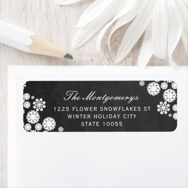 Winter Snowflakes Flowers Holiday Address Labels (Insitu)