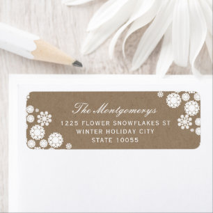 Winter Snowflakes Flowers Kraft Holiday Address
