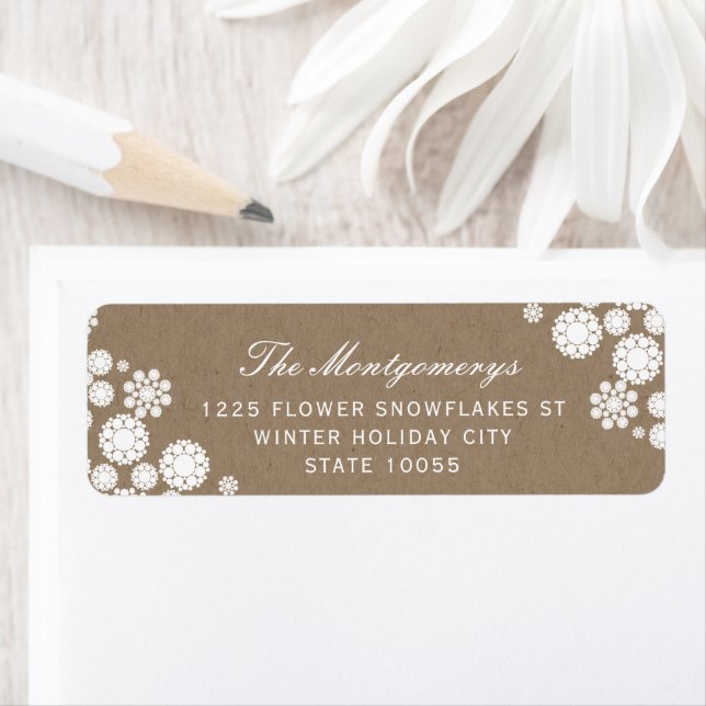 Winter Snowflakes Flowers Kraft Holiday Address (Insitu)