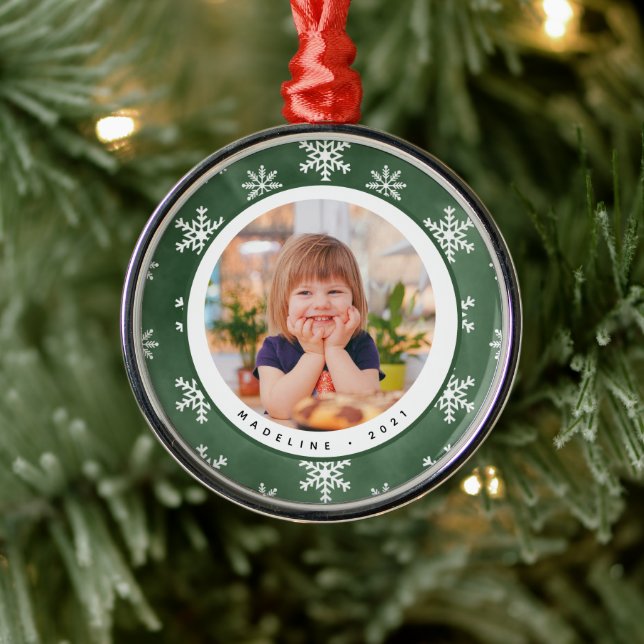 Winter Snowflakes Frame Photo Christmas Ornament (Tree)