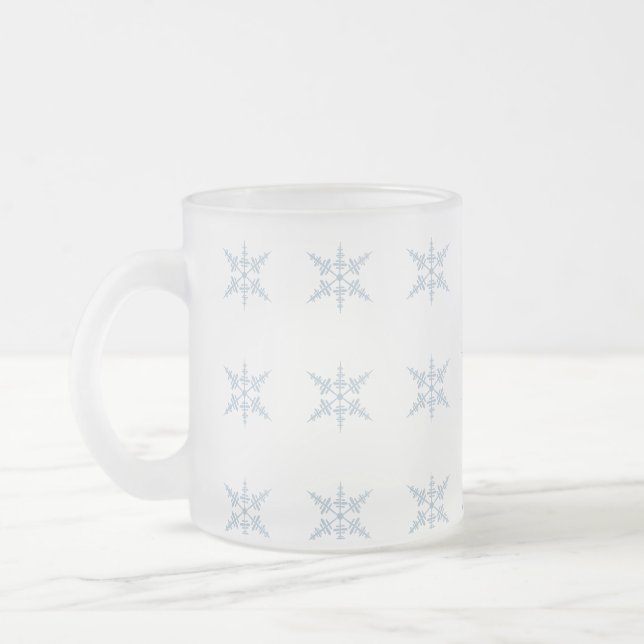Winter Snowflakes Frosted Glass Coffee Mug (Left)