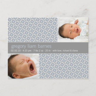 Winter Snowflakes Grey • Baby Announcement Postcard