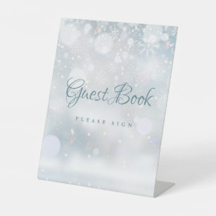 Winter Snowflakes Guest Book Pedestal Sign