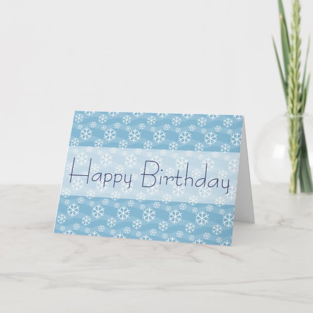 Winter Snowflakes Happy Birthday Card (Front)
