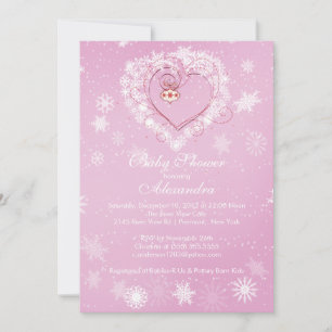 Winter Snowflakes Heart Baby Shower Invitation