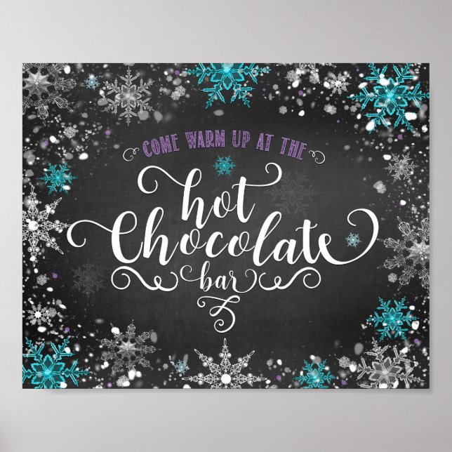 Winter Snowflakes Hot Chocolate Bar Table Sign (Front)