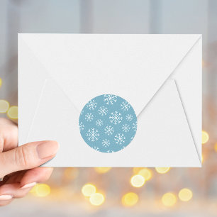 Winter Snowflakes Ice Blue Holiday Classic Round Sticker