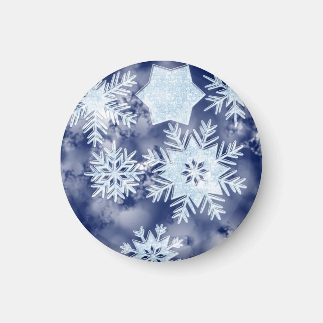 Winter Snowflakes Icy Blue Magnet (Front)