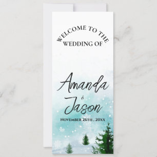 Winter Snowflakes Icy Frosty Trees Wedding Program Invitation