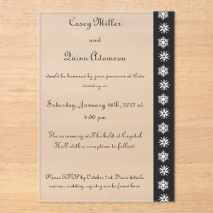 Winter Snowflakes in Black Acrylic Wedding Invitations