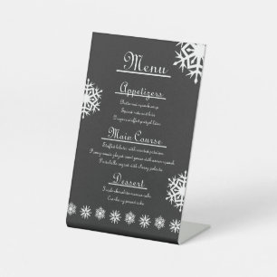 Winter Snowflakes in Black Pedestal Sign