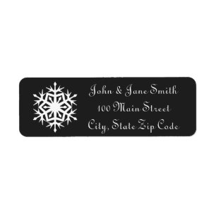 Winter Snowflakes in Black Return Address Label