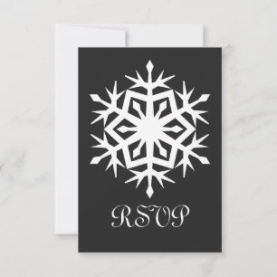 Winter Snowflakes in Black RSVP Card