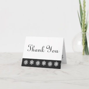 Winter Snowflakes in Black Thank You Card