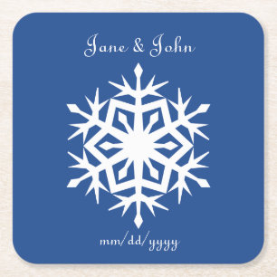 Winter Snowflakes in Blue Paper Coaster