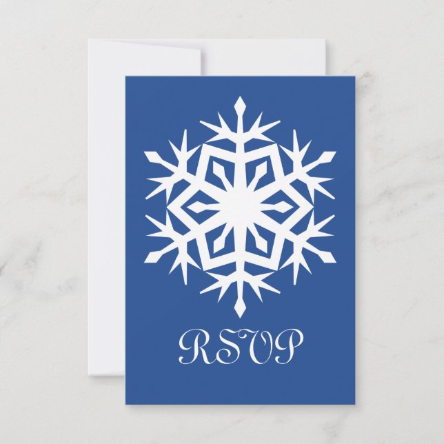 Winter Snowflakes in Blue RSVP Card (Front)