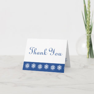 Winter Snowflakes in Blue Thank You Card