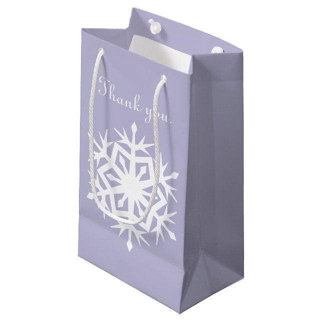 Winter Snowflakes in Lavender Gift Bag (Front Angled)