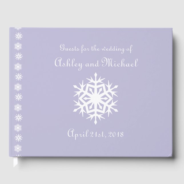 Winter Snowflakes in Lavender Guest Book (Front)