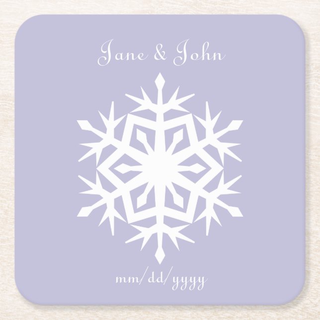 Winter Snowflakes in Lavender Paper Coaster (Front)