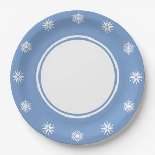 Winter Snowflakes in Periwinkle Paper Plate