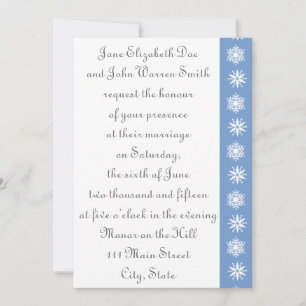 Winter Snowflakes in Periwinkle Wedding Invitation
