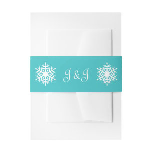 Winter Snowflakes in Turquoise Invitation Band Invitation Belly Band