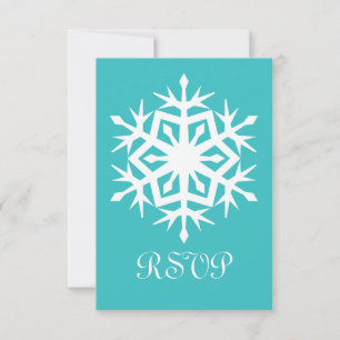 Winter Snowflakes in Turquoise RSVP Card