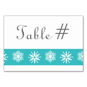 Winter Snowflakes in Turquoise Table Card
