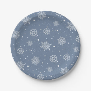 Winter Snowflakes Its Cold Outside Boy Baby Shower Paper Plate