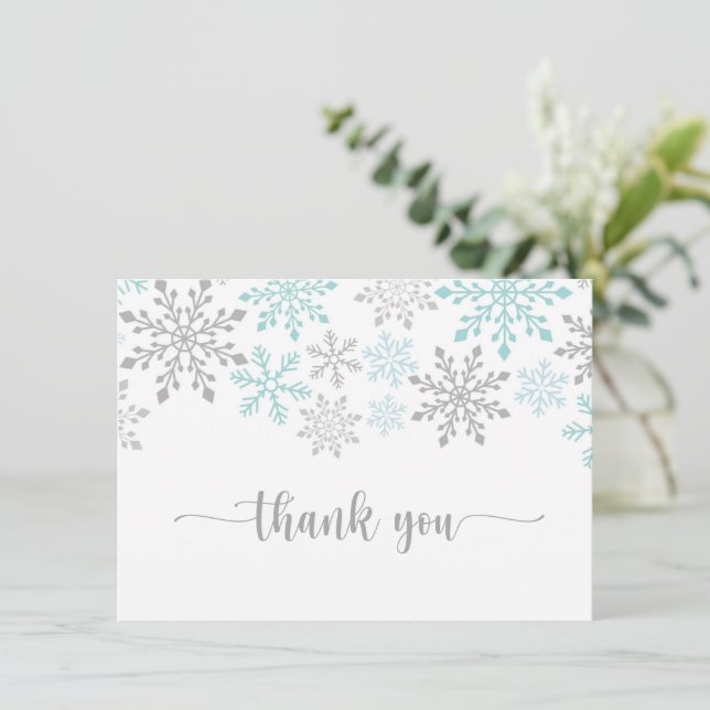 Winter Snowflakes, Kids Birthday, Baby Shower Thank You Card (Standing Front)