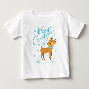 Winter Snowflakes Merry Christmas Deer Holidays Baby T-Shirt