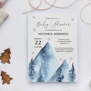Winter Snowflakes Mountain Baby Shower  Invitation