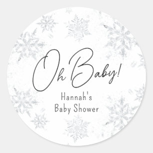 Winter Snowflakes Oh baby  Classic Round Sticker