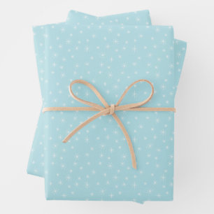 Winter Snowflakes on Aqua Retro Inspired  Wrapping Paper Sheet