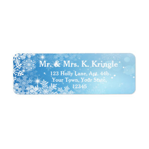 Winter Snowflakes On Blue Address Labels