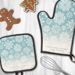 Winter Snowflakes on Blue Cute Ombre Christmas Oven Mitt & Pot Holder Set<br><div class="desc">Add a touch of winter elegance to your kitchen with this beautiful oven mitt and pot holder set featuring a delicate pattern of white snowflakes on a blue ombre background. Perfect for bringing festive charm to your culinary space, this set is both stylish and functional. Customise it with your name...</div>