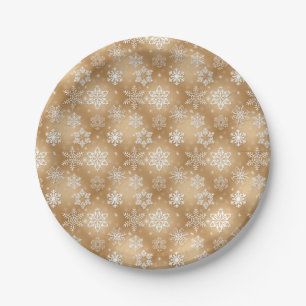 Winter Snowflakes on gold Paper Plate