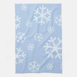 Winter Snowflakes on Light Blue Tea Towel