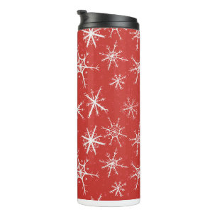 Winter Snowflakes on Red  Thermal Tumbler