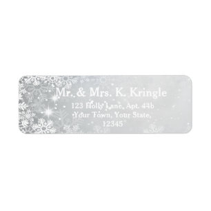 Winter Snowflakes On Silver Address Labels