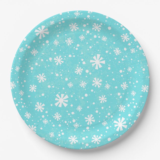 Winter Snowflakes Paper Party Plate, NEEDS INFO Plate (Front)