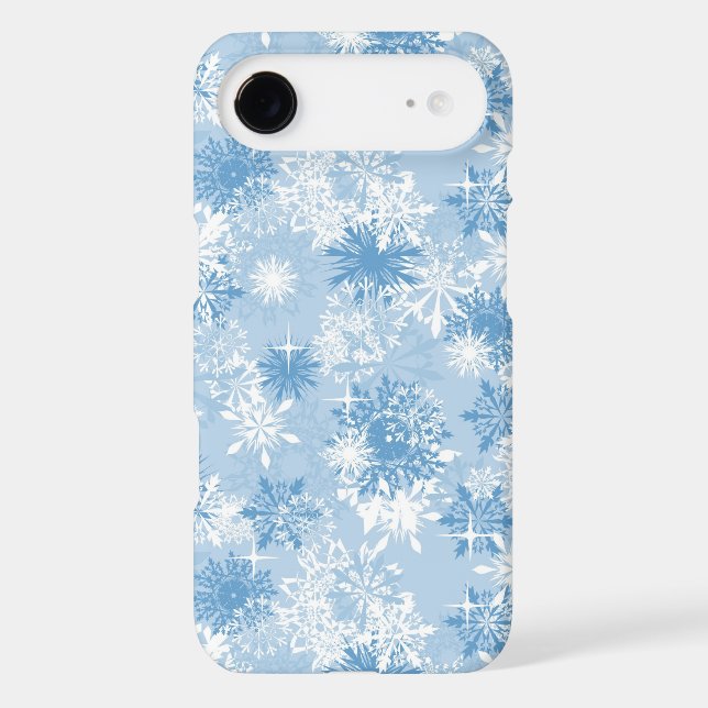 Winter snowflakes pattern on blue Case-Mate iPhone case (Back)