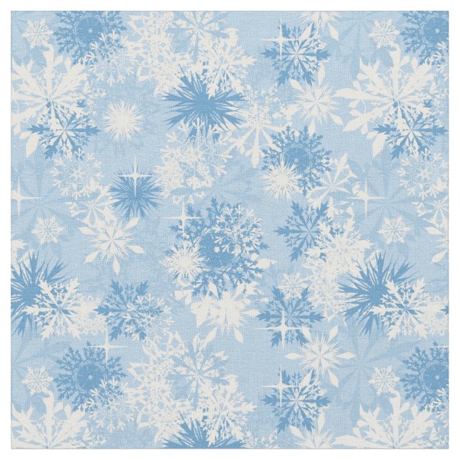 Winter snowflakes pattern on blue fabric (Close Up)