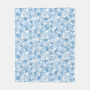 Winter snowflakes pattern on blue fleece blanket