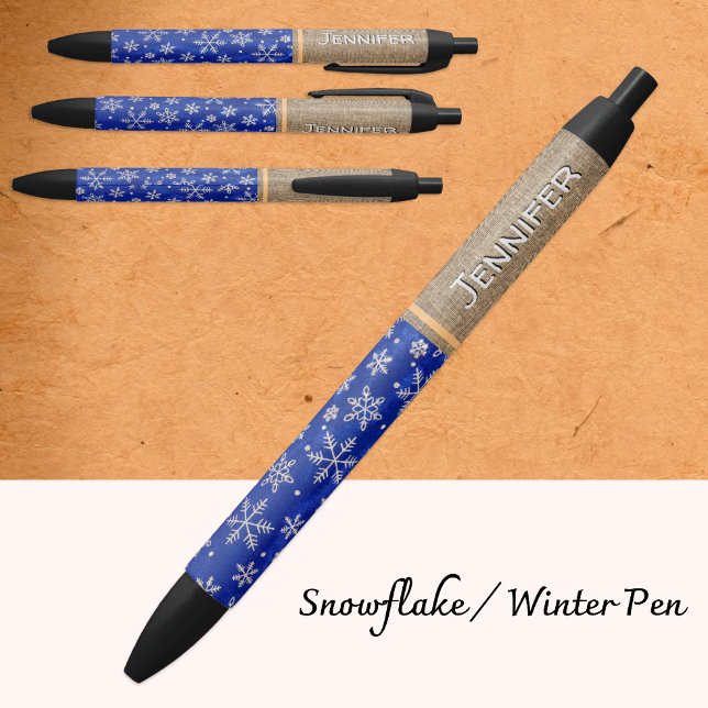 Winter Snowflakes Pen, Christmas, Elegant Name Black Ink Pen (Creator Uploaded)